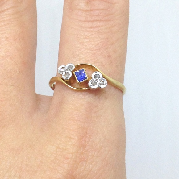 SOLD ✨ Ring Sapphire + Diamond 18K Gold - Picture 8 of 8